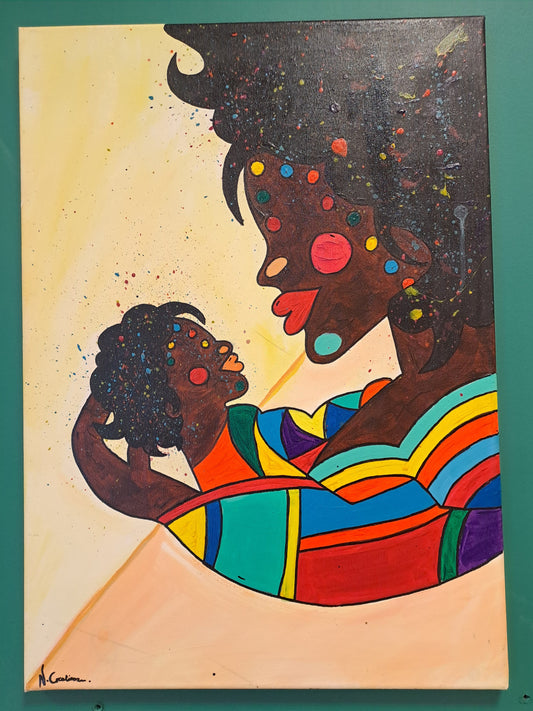 Bond of Joy β Mother & Child Cultural Artwork